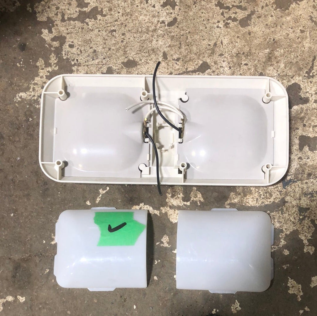 Light Fixture *DOUBLE* LR96696 WHITE - No Switch - Young Farts RV Parts