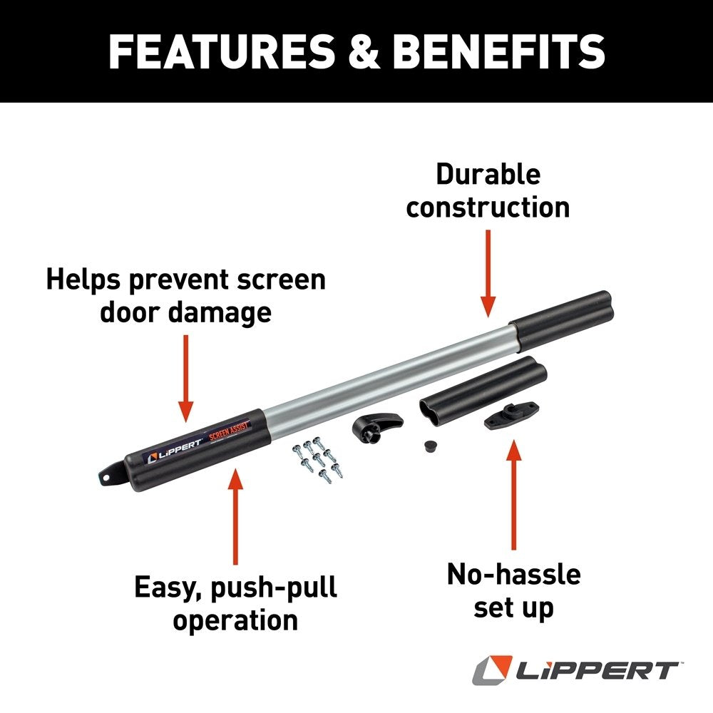 Lippert Components 2021000090 - Adjustable Screen Door Push Bar - 26-30" Doors - Young Farts RV Parts