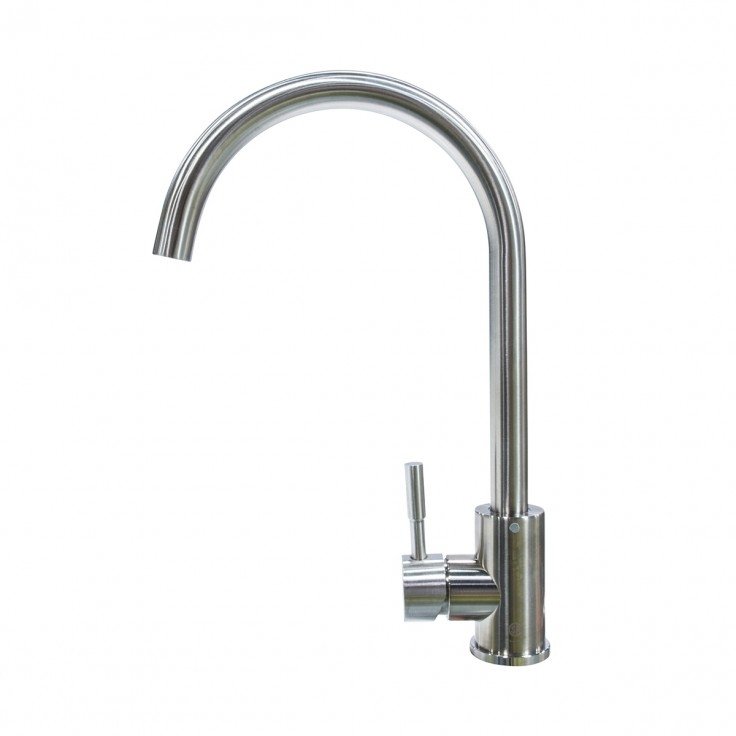 Lippert Components 719324 - Curved Gooseneck Stainless Steel Faucet - Young Farts RV Parts