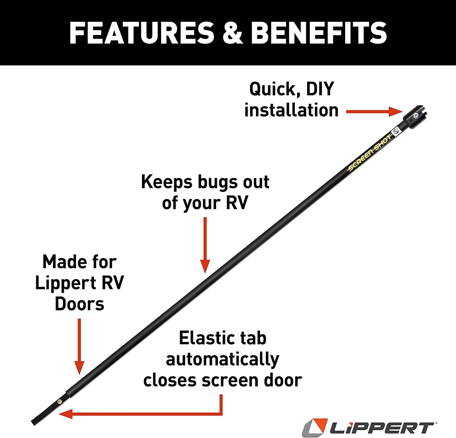 Lippert Components 730815 - Black Shot Screen Closer 30-32" - Young Farts RV Parts