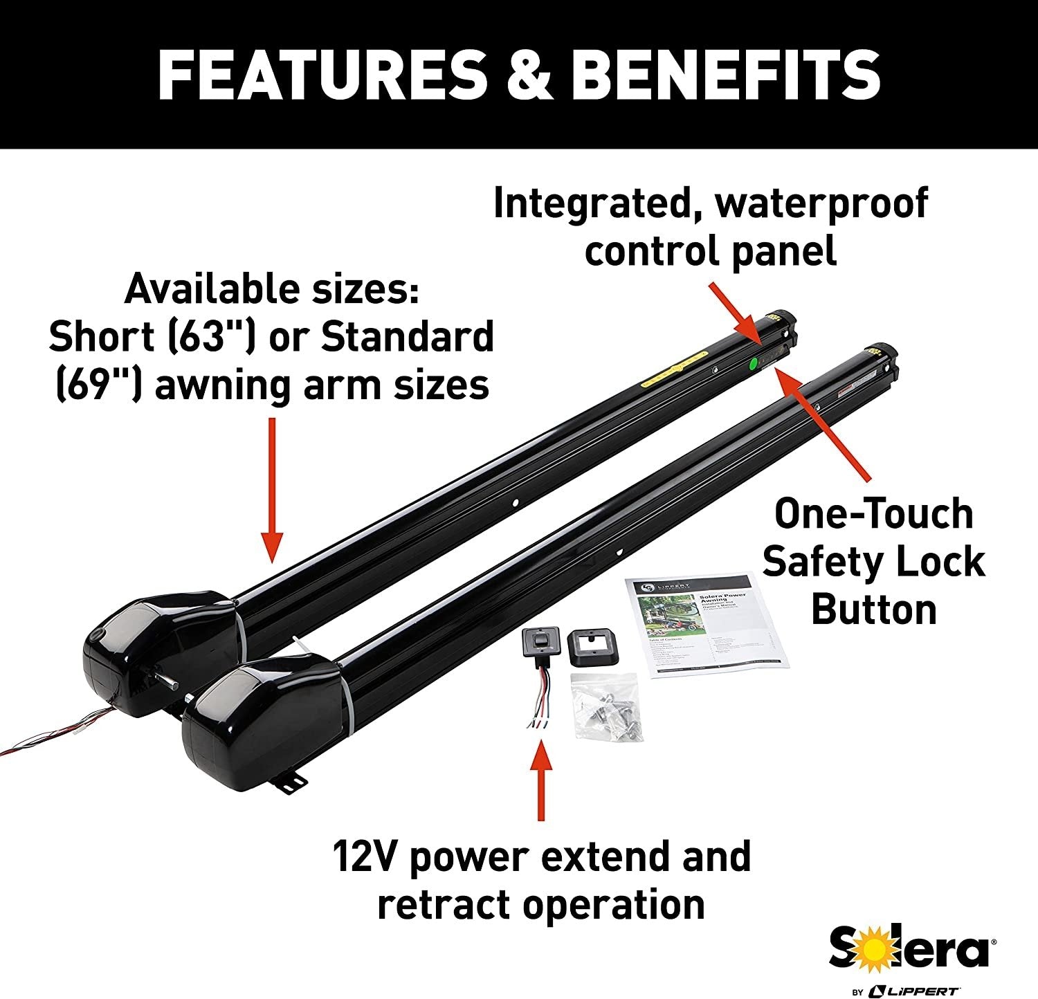 Lippert Components 759517 - Solera Smart Arm™ 12V RV Awning Arms & Hardware Kit - 69