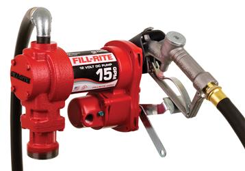 Liquid Transfer Tank Pump Fill Rite by Tuthill FR1210H Diesel/ Gasoline/ Kerosene/ E15 And Biodiesel Up To B20, Electric, 12 Volt DC, Up To 15 Gallons Per Minute, 1/4 HP Motor, 12 Foot Length Hose With Static Wire, With Manual Nozzle, 1" NPT Inlet x 3/4" - Young Farts RV Parts