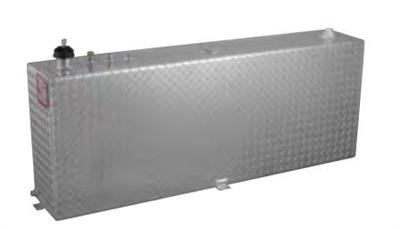 Liquid Transfer Tank RDS Tanks 72545 DOT Approved, Gasoline or Diesel, 45 Gallon Capacity, Rectangle, 9-1/2" Length x 55" Width x 21" Height, Diamond Tread, Aluminum, With 2" Female Pipe Thread Coupling/ 3/8" FTP Drain Plug - Young Farts RV Parts