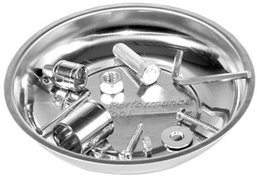 Magnetic Parts Tray Performance Tool W1264 Use To Hold Small Metal Parts/ Fastener/ Tools, 5-1/2" Diameter x 1-1/4" Height, Stainless Steel - Young Farts RV Parts
