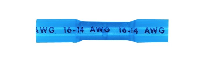 Merithian 16105 - 16-14 Gauge Wire, Heat Shrink Butt SPlices, Blue (x100) - Young Farts RV Parts