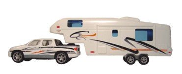 Model Vehicle Prime Products 27-0020 Die Cast Metal And Plastic Fifth Wheel And Truck Toy, Display Box For Collectors - Young Farts RV Parts