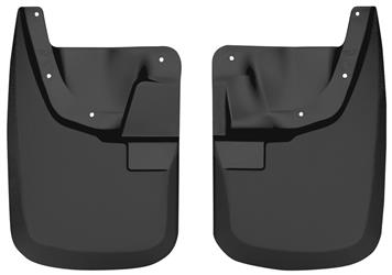 Mud Flap Husky Liner 56681 Custom Mud Guards ™, Direct-Fit, Set of 2, Contoured, Without Logo, Black, Thermoplastic - Young Farts RV Parts