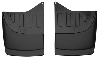 Mud Flap Husky Liner 57351 Custom Mud Guards ™, Direct-Fit, Set of 2, Contoured, Without Logo, Black, Thermoplastic - Young Farts RV Parts