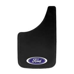 Mud Flap Plasticolor 000488R01 Easy-Fit Series, Universal 9" x 15", Set Of 2, Flat, Ford Logo, Black, Fiberglass Reinforced - Young Farts RV Parts