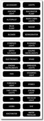 Multi Purpose Label Blue Sea 8030-BSS For Traditional Metal Panels/ ST Glass Fuse Blocks/ Contura Water Resistant Fuse Panels, DC Label Kit, Large Format Labels, Rectangular, Black With White Letter - Young Farts RV Parts