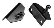 Load image into Gallery viewer, Multi Purpose Lift Support Bracket JR Products BR-1015 Used For Mounting Gas Lift Supports; L Shaped; Angled; 10 Millimeter Ball Stud; 2 Holes; Powder Coated; Black; Steel - Young Farts RV Parts