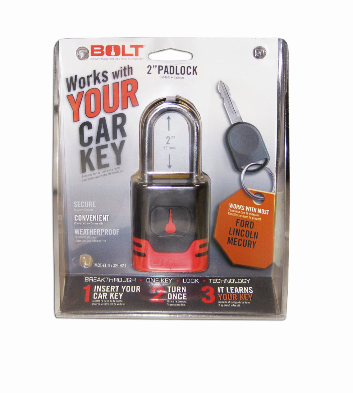 Padlock BOLT Locks/ Strattec Security 7018519 Key Type - Uses Automotive Key, 5/16" Diameter Shackle, 2" Height x 0.95" Width Shackle Clearance, General Purpose, Chrome Plated, Black And Red, Steel, With Stainless Steel Lock Shutter And Protective Jacket - Young Farts RV Parts