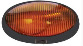 Porch Light Optronics RVPL7ABP 12.8 Volt DC, 1.4 Amp, Oval, Yellow Lens, 6-1/4" Length x 3-7/16" Width, Surface Mount, Black Housing, Single - Young Farts RV Parts