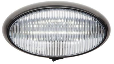 Porch Light Optronics RVPLL13CBP LED, 12.8 Volt DC, 0.32 Amp, Oval, Clear Lens, 6-3/8" Length x 3-5/16" Width, Surface Mount, Black Housing - Young Farts RV Parts