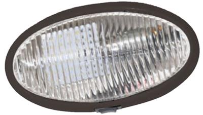 Porch Light Valterra DG72408VP Diamond Group, LED Bulb, 215 Lumen/ 5500K Bright White, 12 Volt DC, 6" Length x 2" Width x 3/5" Thick Oval, Clear Lens, Black Case, Single - Young Farts RV Parts