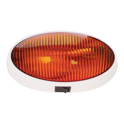 Porch Lite Amb Wht Base W/Swtc - Young Farts RV Parts
