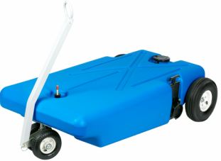 Portable Waste Holding Tank Barker Mfg. 25895 TOTE-ALONG, 25 Gallon Tank, 4 Wheel Design, Pneumatic Wheels, 37