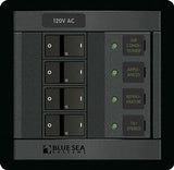 Power Distribution Box Blue Sea 1210-BSS AC Branch Circuit Breaker Panel; 100 Amp/ 120 Volts AC; 360 Panel System; 4 Positions; Black; 4.88