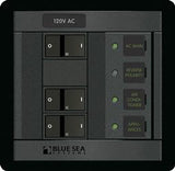 Power Distribution Box Blue Sea 1214-BSS AC Main Circuit Breaker Panel; 120 Volts AC; 30 Amps; 360 Panel System; Main And 2 Positions; Black; 4.88