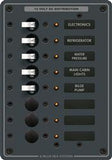 Power Distribution Box Blue Sea 8023-BSS DC Branch Circuit Breaker Panel; 12/ 24 Volts DC; 100 Amps; Traditional Metal; 8 Positions; Black; 5-1/4