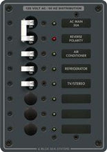 Load image into Gallery viewer, Power Distribution Box Blue Sea 8027-BSS AC Main Circuit Breaker Panel; 120 Volts AC; 6 Positions; Black; 5-1/4&quot; Width x 7-1/2&quot; Height x 3&quot; Depth - Young Farts RV Parts