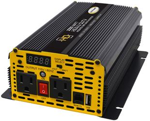 Power Inverter Go Power 80176 Modified Sine Wave Inverter; 1000 Watts Output/ 1300 Watts Surge; 80 To 90 Percent Efficiency; Two Outlets; Low Voltage; 5.8" x 2.8" x 11.2" - Young Farts RV Parts
