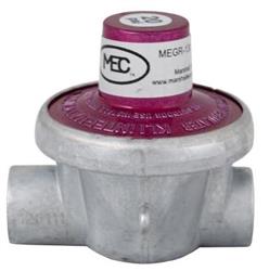 Propane Regulator Marshall Excelsior MEGR-130-20 Excela-Flo; 1/4" FNPT Inlet x 1/4" FNPT Outlet; 20 PSI; Single Stage; 1200000 BTU; Without Hose; Red Anodized; Zinc Die Casted; Fixed PSI Type - Young Farts RV Parts