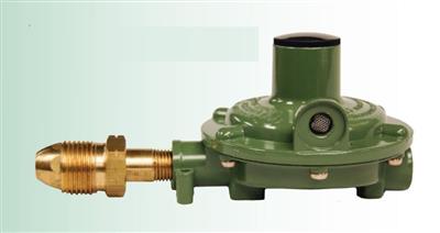Propane Regulator Marshall Excelsior MEGR-231 Excela-Flo; FF POL Inlet x 3/8" FNPT Outlet With 90 Degree Vent; Single Stage; 140000 BTU; Without Hose; Not Approved For RV Use; Wet Coated; Green; Die Cast Aluminum - Young Farts RV Parts
