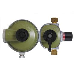Propane Regulator Marshall Excelsior MEGR-253HP Excela-Flo; 1/4" Female Inverter Flare x 3/8" FNPT; Two Stage; 350000 BTU I Stage/ 200000 BTU II 2 Stage; Without Hose; Zinc Powder Coated; Zinc Die Casted; Internal Relief Spring Loaded Diaphragm Type; With - Young Farts RV Parts