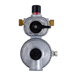 Propane Regulator Marshall Excelsior MEGR-253P Excela-Flo; 1/4" Female Inverter Flare x 3/8" FNPT; Two Stage; 225000 BTU I Stage/ 150000 BTU II 2 Stage; Without Hose; Zinc Powder Coated; Zinc Die Casted; Internal Relief Spring Loaded Diaphragm Type; With - Young Farts RV Parts