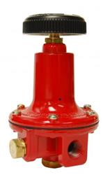 Propane Regulator Marshall Excelsior MEGR-6120-30 Excela-Flo; 1/4" FNPT Inlet x 1/4" FNPT Outlet; 1 To 30 PSI; Without Hose; Adjustable Type; Wet Coated; Red; Die Cast Aluminum - Young Farts RV Parts