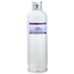 Propane Tank Flame King YSN100 DOT Portable Tank; 100 Pounds Capacity; 48.7" x 14.7" Diameter; 6.5" Collar Diameter; X-Ray And Hydrostatic Tested; Vacuum Purged; Powder Coated; White; With POL (Prest-O-Lite) Valve - Young Farts RV Parts