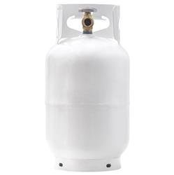 Propane Tank Flame King YSN10LB 10 Pounds Capacity; 16.8" x 9.1" Diameter; 6.5" Collar Diameter; X-Ray And Hydrostatic Tested; Vacuum Purged; Powder Coated; White; With OPD (Overfill Prevention Device) Valve - Young Farts RV Parts