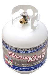 Propane Tank Flame King YSN230 20 Pounds Capacity; 17.8" x 12.3" Diameter; 6.5" Collar Diameter; X-Ray And Hydrostatic Tested; Vacuum Purged; Powder Coated; White; Steel; With Gauge; With OPD (Overfill Prevention Device) Valve - Young Farts RV Parts