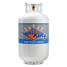 Load image into Gallery viewer, Propane Tank Flame King YSN301 DOT And TC Portable Tank; 30 Pounds Capacity; 23.7&quot; x 12.3&quot; Diameter; 6.5&quot; Collar Diameter; X-Ray And Hydrostatic Tested; Pre-Purged Vacuum; Powder Coated; White; Steel Welded Construction; With OPD (Overfill Prevention Devi - Young Farts RV Parts