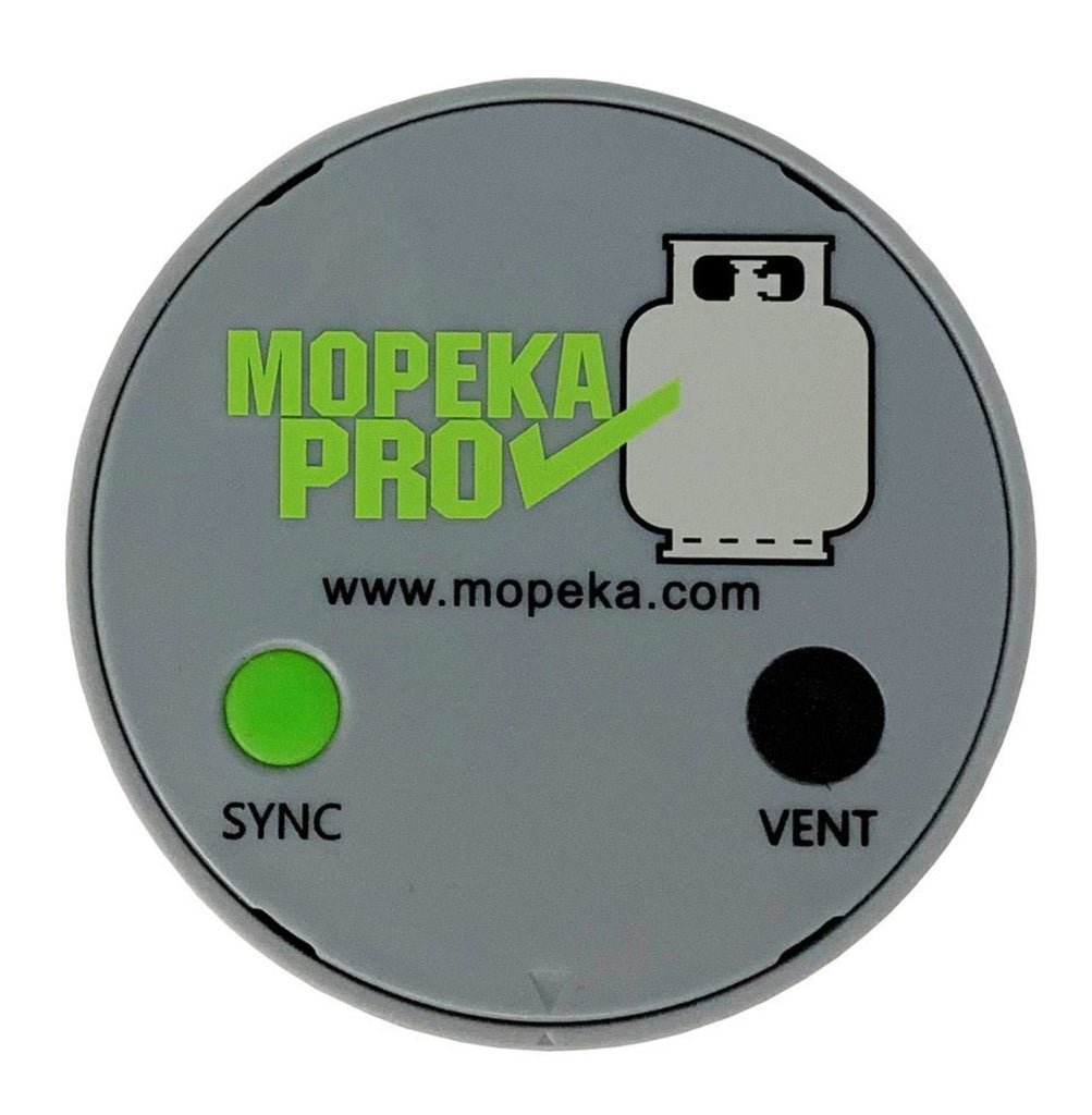 Propane Tank Gas Level Indicator AP Products 024-2002 Mopeka Products; Use To Indicate Level Of Propane; For Horizontal Or Vertical Steel Tanks Up To 1000 Gallons; Uses Ultrasound To Determine Level; Magnetic Type; Gray; With LED Check Display Or Bluetoot - Young Farts RV Parts