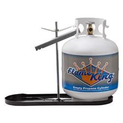 Propane Tank Rack Flame King KT20MNT With Hold Down Clamp; Holds Two 20 Pound Gas Bottle; Bolts To Trailer Tongue; Powder Coated; Steel - Young Farts RV Parts