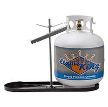 Load image into Gallery viewer, Propane Tank Rack Flame King KT20MNT With Hold Down Clamp; Holds Two 20 Pound Gas Bottle; Bolts To Trailer Tongue; Powder Coated; Steel - Young Farts RV Parts