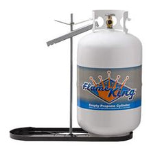 Load image into Gallery viewer, Propane Tank Rack Flame King KT30MNT With Hold Down Clamp; Holds Two 30 Pound Gas Bottle; Bolts To Trailer Tongue; Powder Coated; Steel - Young Farts RV Parts