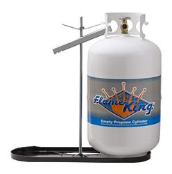 Propane Tank Rack Flame King KT40MNT With Hold Down Clamp; Holds Two 40 Pound Gas Bottle; Bolts To Trailer Tongue; Powder Coated; Steel - Young Farts RV Parts