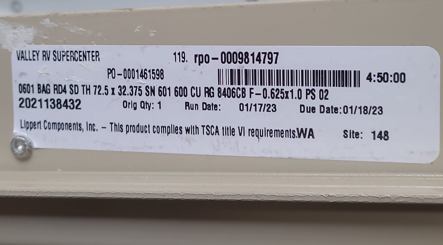 Radius Cornered Cargo Door 72 1/4" x 32" x 1 1/4" D - Young Farts RV Parts
