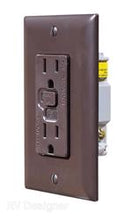 Load image into Gallery viewer, Receptacle RV Designer S805 Use With 125 Volt AC Grounded Two-Wire Branch Circuits (15 Amp Or 20 Amp Overcurrent Protected Systems); Ground Fault Interrupter Type; Brown; With Cover Plate - Young Farts RV Parts