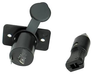 Receptacle WhiteCap Industries S-8072C Marine Series; Outdoor/ Indoor Use; Single Receptacle; Black; Nylon - Young Farts RV Parts