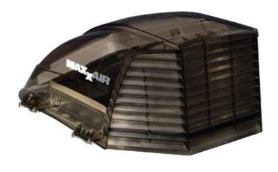 Roof Vent Cover MaxxAir Ventilation Solutions 00-933082 Maxxair II ®, Exterior Mount, Dome Type Ventilation Cover, Vented On Three Sides, For 14" x 14" Vents, 22.08" Length x 18.15" Width, Black, Polyethylene - Young Farts RV Parts