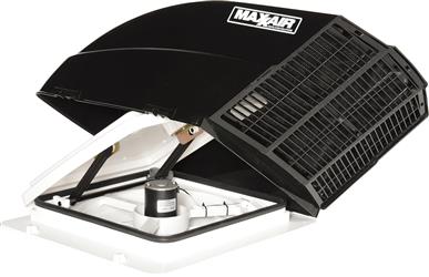 Roof Vent Cover MaxxAir Ventilation Solutions 00-955002 Fan/ Mate ™, Exterior Mount, Dome Type Ventilation Cover, Vented On One Side, Black, Polyethylene - Young Farts RV Parts