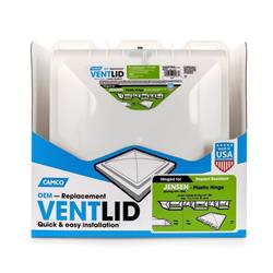 Roof Vent Lid Camco 40183 Roof Vent Lid Display, Cardboard Box, With 6 White Jensen Metal Base 1994 And Newer Replacement Vent Lids For 14