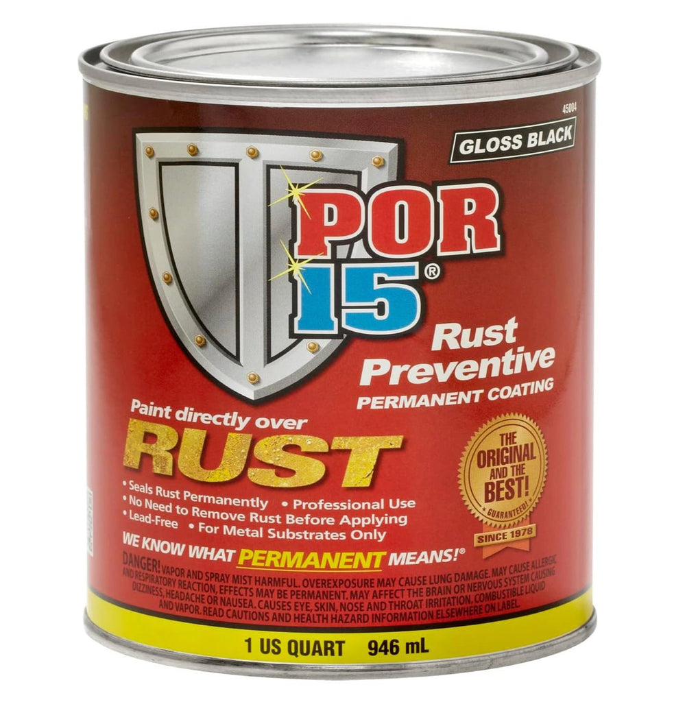 Rust Treatment Por 15 45404 Used To Destroy Old Rust And Prevent New Rust Forming For Automotive/ Industrial/ Marine/ Garage Floors/ Roofs/ HVAC Pipes/ Beams/ Home Appliances; 1 Quart Can; Brush-Top; Single - Young Farts RV Parts