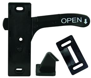 Screen Door Latch JR Products 10765 Replacement For AMERIMAX Style Doors; 3" Mounting Holes From Centre; Right Hand Opening; Black - Young Farts RV Parts
