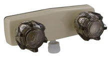 Load image into Gallery viewer, Shower Control Valve Phoenix Products PF213245 2 Valve, Single Piece Wall Mount, Plastic Compression Valve, 4&quot; Center Distance, 2 Hole Application, 2 Smoked Acrylic Knob Handle, White, Plastic Underbody, With Vacuum Breaker To Attach Hand Held Shower Hose - Young Farts RV Parts