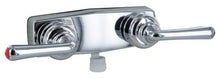Load image into Gallery viewer, Shower Control Valve Phoenix Products PF213351 2 Valve, Single Piece Wall Mount, Plastic Compression Valve, 4&quot; Center Distance, 2 Hole Application, 2 Teapot Handle, Polished Chrome Plated, Plastic Underbody, With Vacuum Breaker To Attach Hand Held Shower - Young Farts RV Parts